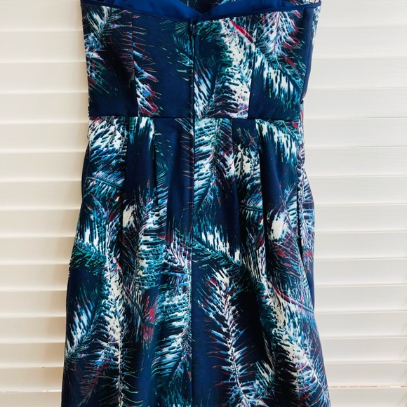 Club Monaco Feather Blue Print Dress Sz: 0 - Picture 3 of 10